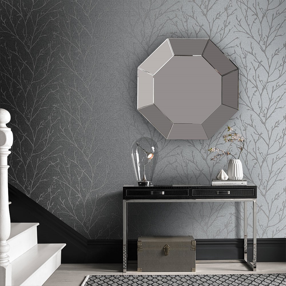 Woodland Mystery Wallpaper 105165 by Graham & Brown in Silver Grey